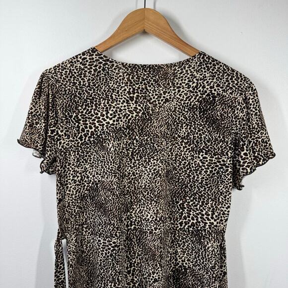 Susan Lawrence Blouse Women L Leopard Lace Babydoll Tie Y2K Bratz Spice Girl - Picture 5 of 9